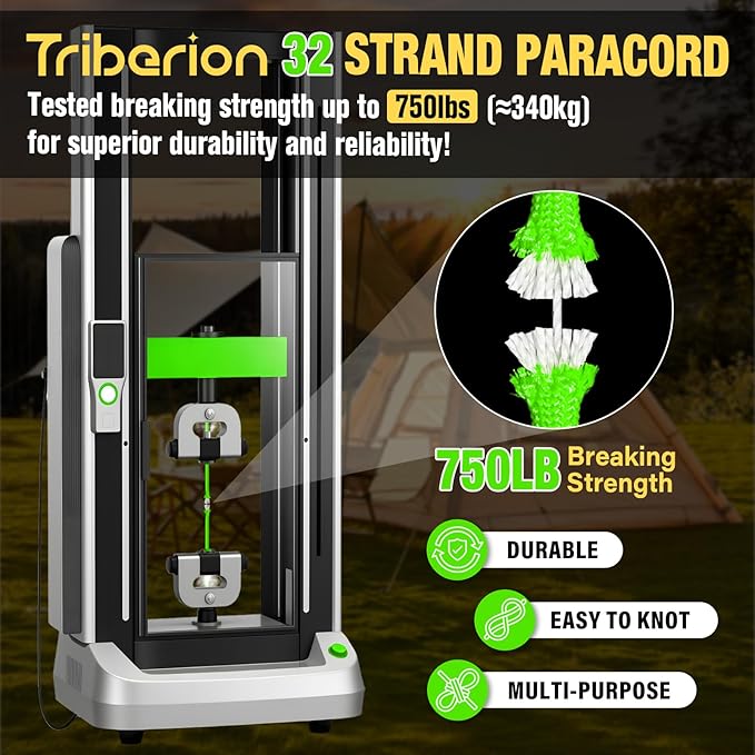 Paracord Rope 750 lb - 1000ft 5/32" Parachute Cord 4MM 12-Strand para Cord - Heavy Duty Spool String for Survival,Camping Gear, Survival Bracelet, Clothesline - Neon Green
