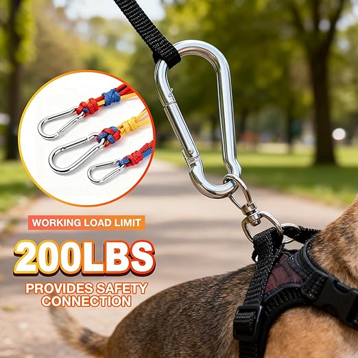 50Pack M5 Spring Snap Hooks Carabiner, 3/16" Heavy Duty Carabiner Clips Chain Quick Links Spring Safety Hook Connector for Dog Leash Backpack Hiking Fishing Bag Outdoor Travel