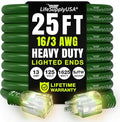 25ft Outdoor/Indoor Extension Cord 16/3 Gauge Heavy Duty 3 Prong SJTW, Waterproof, Flexible Cold-Resistant Long Power Cord,13A 125V 1625W, Green by LifeSupplyUSA