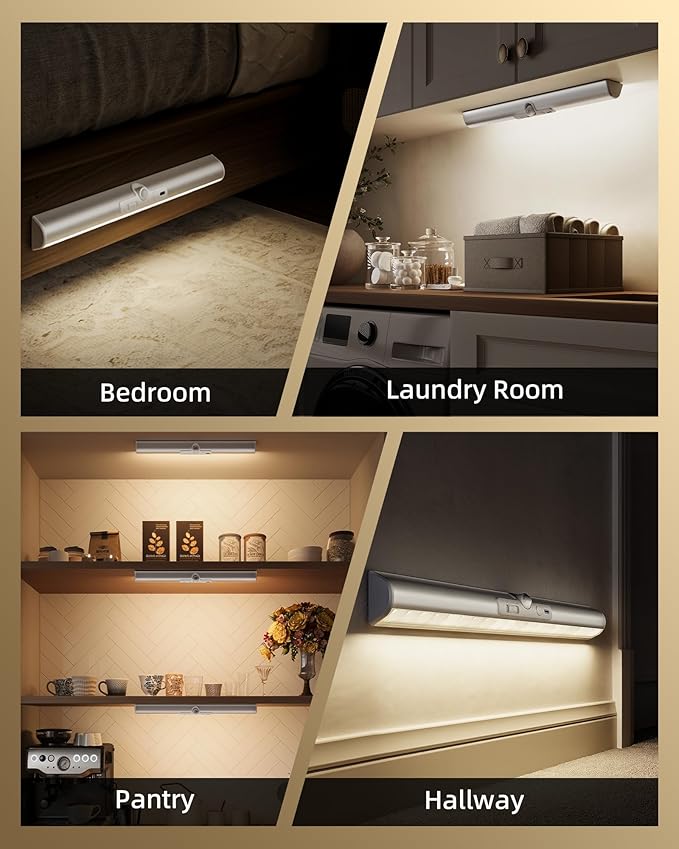 EZVALO 13-inch Motion Sensor Closet Light, LED Rechargeable Closet Light with Adjustable Sensor, 3 Colors & Dimmable, No Glare, Magnetic Motion Lights Indoor for Closet, Pantry, Stairs