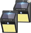 2 Pack Outdoor Solar Motion Lights - 3 Modes/100LED Wireless, IP65 Waterproof Solar Security Lights with Motion Sensor for Front Door, Backyard, Garage, Deck (Warm White)