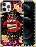 Compatible with iPhone 12 Pro Max Case, Queen Lip Crown Leopard Print Luxury Golden Decoration for Girl Women Soft TPU Shockproof Protective Hard PC Back for iPhone 12 Pro Max