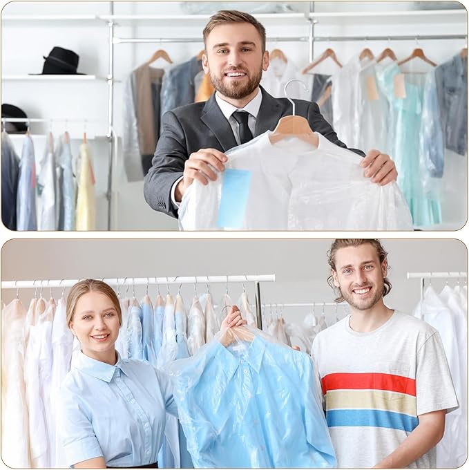 90 PCS Dry Cleaner Bags Plastic Clear 51 Inches,Garment Bags for Hanging Clothes Plastic Garment Bags Clear Clothes Covers Dry Cleaner Bags Hanging Dust-proof(60x130cm)