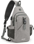 G4Free Canvas Sling Bag Crossbody Backpack with USB Charging Port & RFID Blocking, Hiking Daypack Chest Bag for Women Men