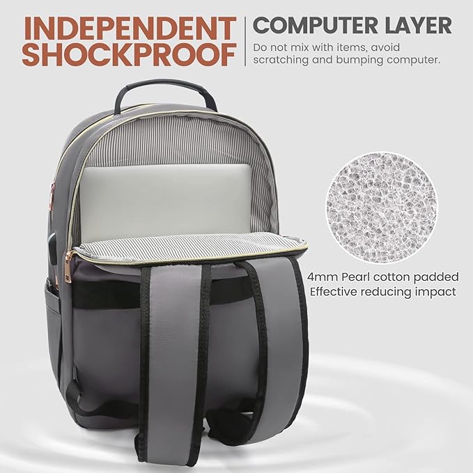 LOVEVOOK Laptop Backpack for Women 18.4 inch,Cute Womens Travel Backpack Purse,Professional Laptop Computer Bag,Waterproof Work Business College Teacher Bag Carry on Backpack with USB Port,Purple Gray