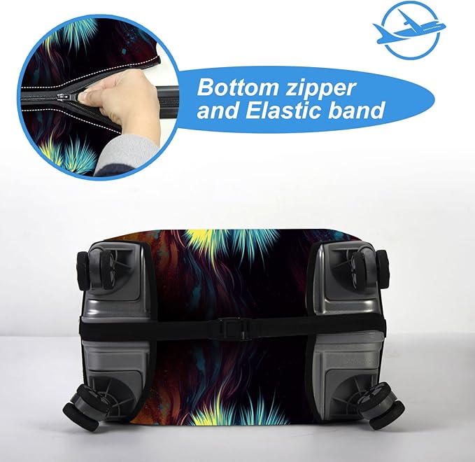 Luggage Cover Protector for 19-20 Inch Suitcases, TSA Approved Elastic Travel Suitcase Covers, Anti-Scratch Washable Luggage Sleeve for Carry On & Checked Bags, Lion With Glasses