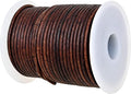GENIQUE Real/Genuine Round Leather Cord for Jewelry Making, Leather String Cord for Crafting, Necklace, Bracelets, Braiding, Wraps (2mm, Antique Brown Distressed)