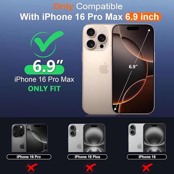 SPIDERCASE for iPhone 16 Pro Max Case Waterproof, Built-in Screen & Camera Protector [IP68 Underwater][Full Body Shockproof][Dustproof] 12FT Heavy Duty Rugged Phone Cover 6.9 inch, Black