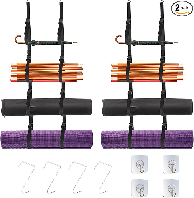Camping Chair Wall Storage for Garage, Wall Storage Rack, Mounted Organizer System with Quick Release Buckles Space-Saving Garage Storage Hooks for Tents Umbrella Yoga Mats