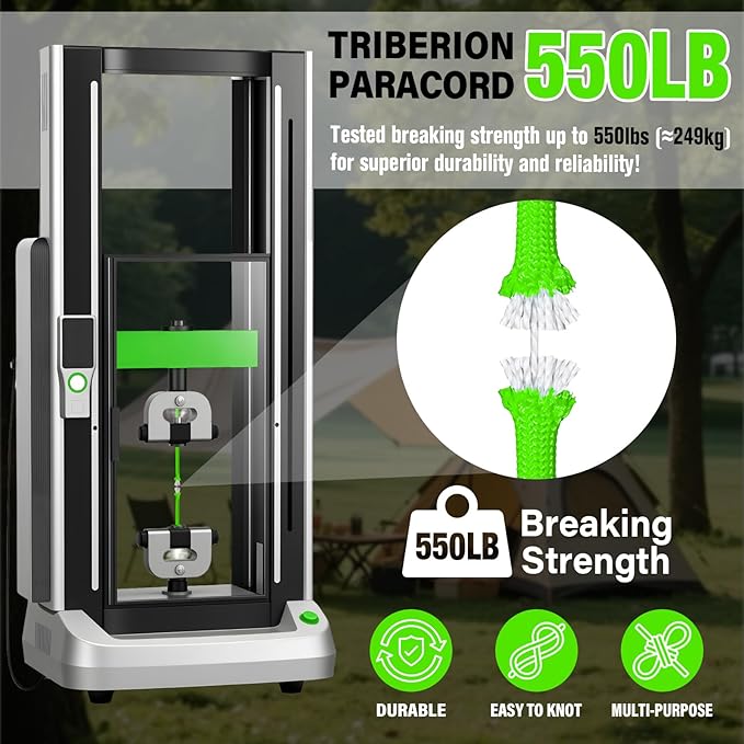 Paracord Rope 550 lb - 100ft 5/32" Parachute Cord 4MM 7-Strand para Cord - Heavy Duty Spool String for Survival,Camping Gear, Survival Bracelet, Clothesline - Neon Green