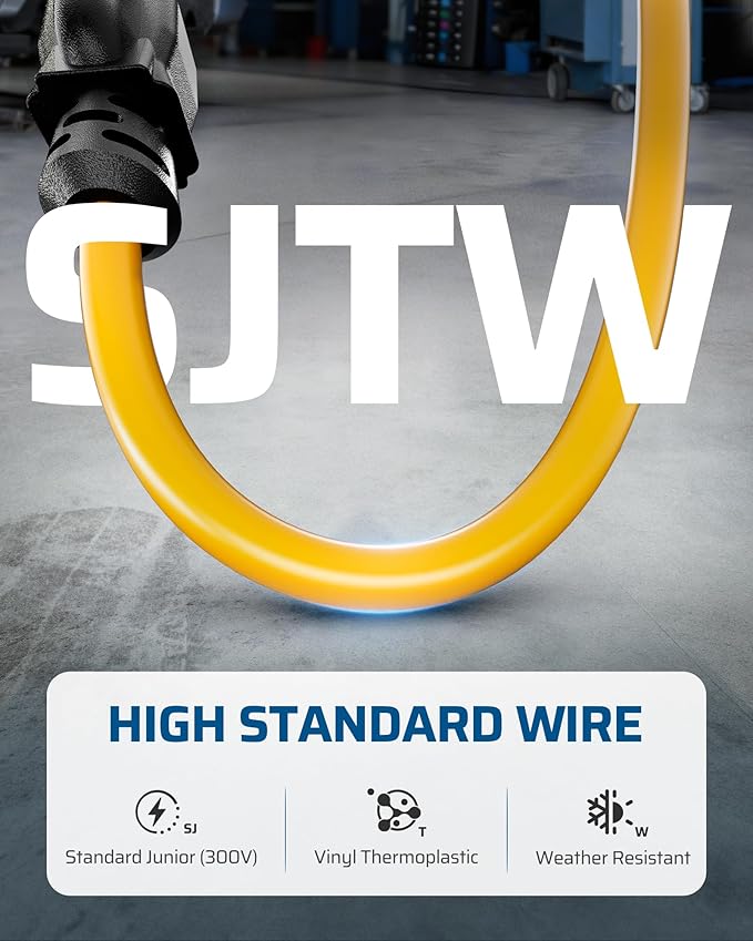 DEWENWILS 30FT Retractable Extension Cord Reel, Ceiling/Wall Mount 14/3 SJTW Power Cord with 3 Lighted Triple Outlets for Garage Shop, 13 Amp Circuit Breaker, Metal Plate, ETL Listed, Yellow