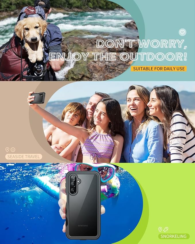Lanhiem for Samsung Galaxy A26 Phone Case, IP68 Waterproof Dustproof, Built-in Screen Protector, Rugged Full Body Shockproof Protective Cover for Samsung A26 6.7", Black
