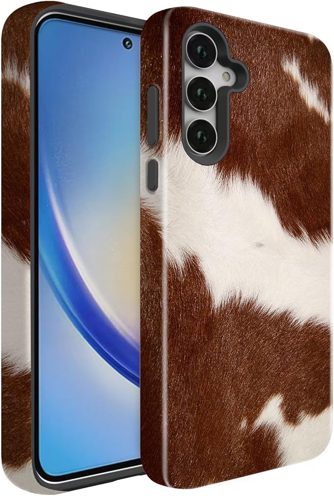 Compatible for Samsung Galaxy S25 5G Case, Dual Layer Heavy Duty 2 in 1 Shockproof Protective Phone Case,Western Cowhide Print Luxury Design
