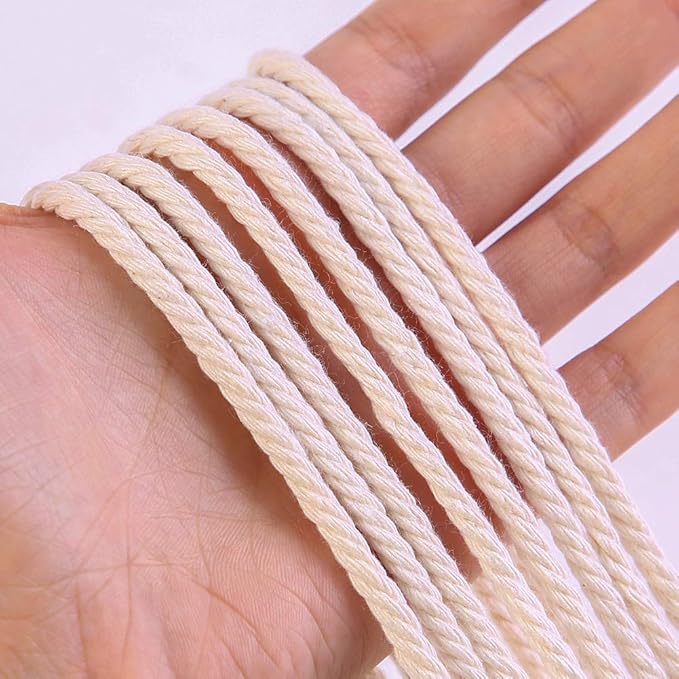 Macrame Cord 4mm x 109Yards 100% Natural Cotton Macrame Rope Cotton Cord for Handmade Macrame Supplies, Wall Hanging, Plant Hangers, Crafts, Knitting, Decorative Projects