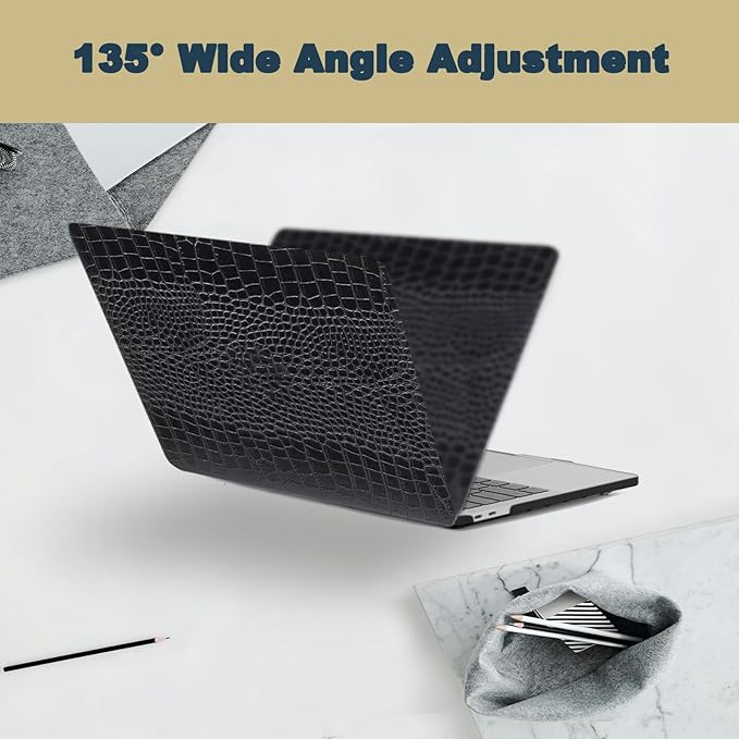 Hard Case for New MacBook Air 13 inch M2 M3 M4 2022 2024 2025 Release (Model A3240 A3113 A2681),13.6" Leather Case Cover & Keyboard Cover for Laptop Air 13.6",Black Crocodile Skin