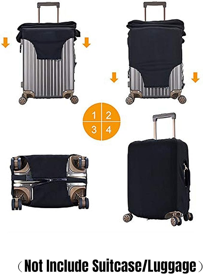 World Marks Luggage Cover for Suitcase and Luggage Tag Combination, Elastic Washable Anti-Scratch, Travel Adventure Explore Birthday Gift for Men Women(S 18-21 Inch Luggage)