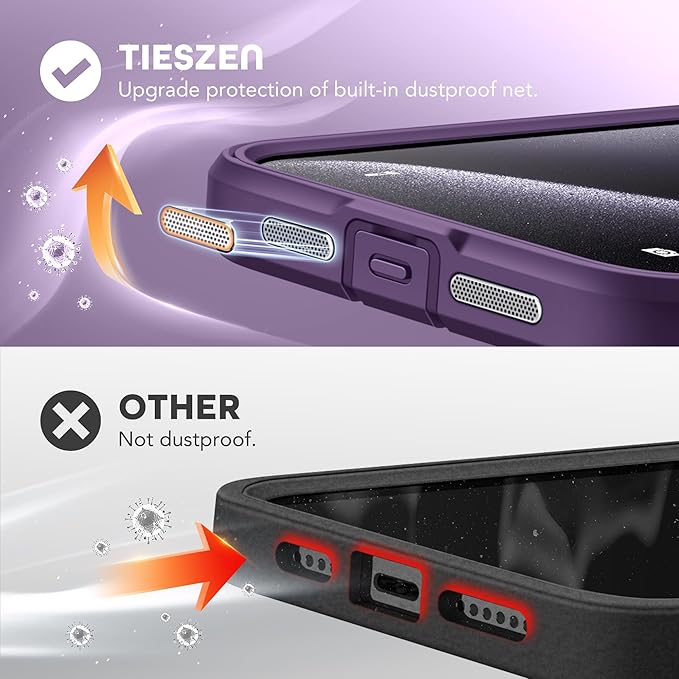 TIESZEN for iPhone 15 Pro Case, Compatible with MagSafe, Built-in Privacy Screen Protector and Camera Protection, Anti Spy Full Body Dustproof Shockproof Hard Phone Case 6.1", Deep Purple