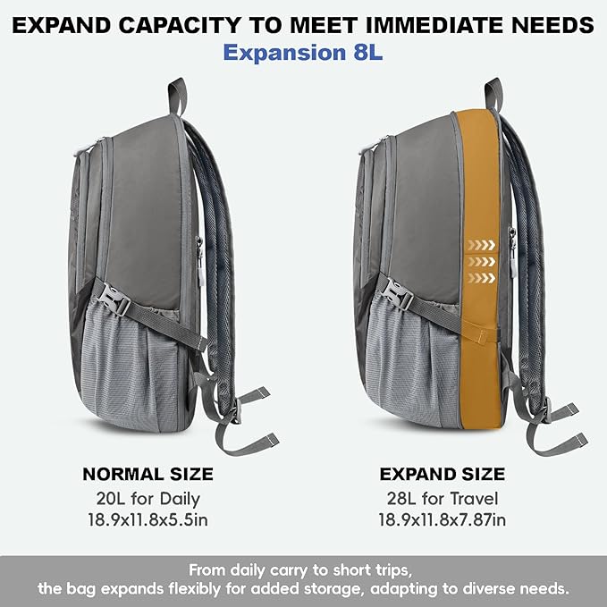 Seektop Lightweight Packable Hiking Backpack Waterproof Expandable 20L-28L for Women Men, RFID Day Pack for Travel & Camping
