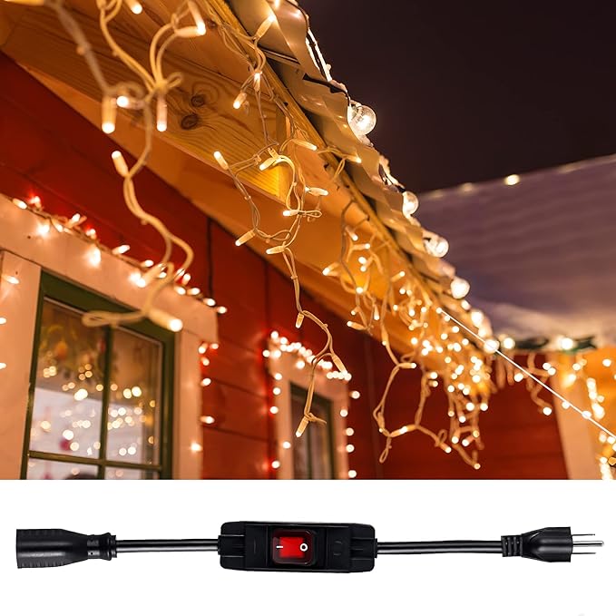 Outdoor Waterproof On/Off Switch Extension Cord, Heavy Duty 125v/250v Black SJTW Cord (15 Ft, Black)