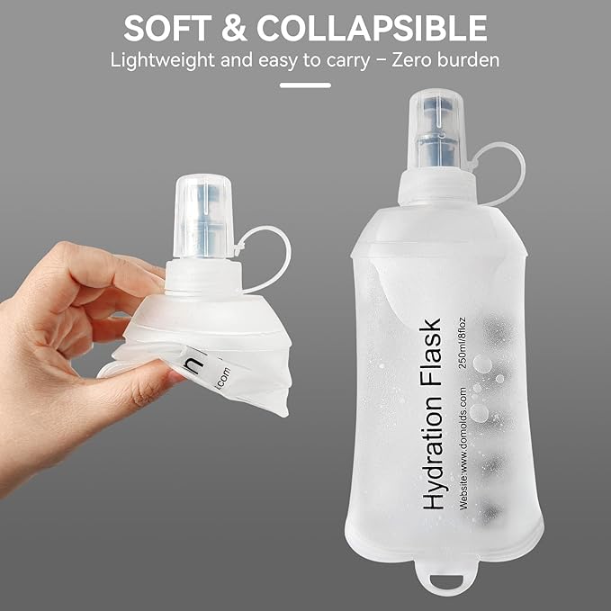 250ml Soft Flask Soft Water Bottle for Running, Hiking, Travelling, Cycling and Climbing, TPU Material, BPF-Free - White