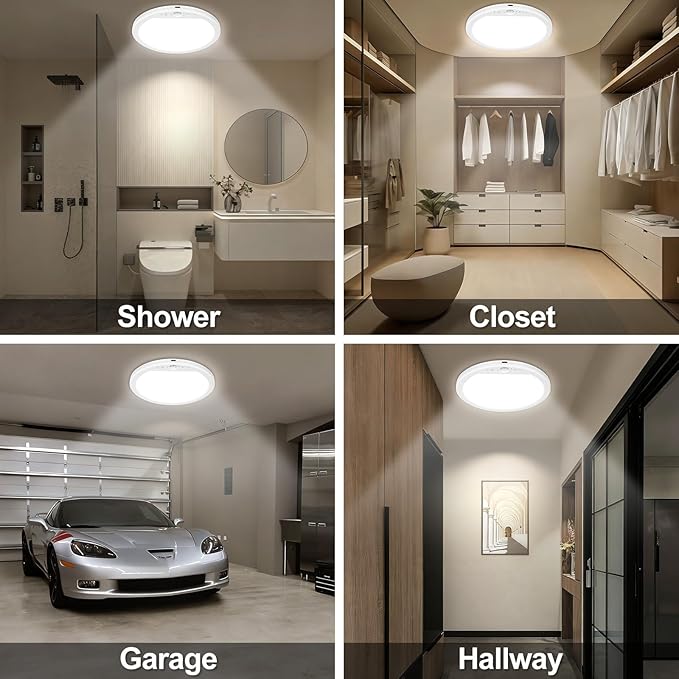 OSIDEN Rechargeable Motion Sensor Ceiling Light with Remote Wireless Magnetic Stick on Closet Light Battery Operated Ceiling Lights for Shower Shed Hallway Porch Stairs Garage