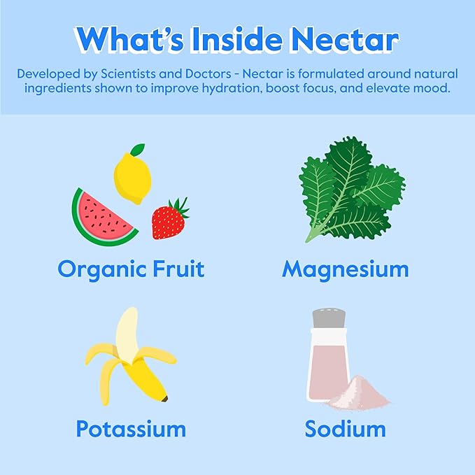 Nectar Hydration Packets - Electrolytes Powder Packets - No Sugar or Calories - Organic Fruit Liquid Daily IV Electrolytes Powder for Dehydration Relief and Rapid Rehydration (Variety 18 Pack)