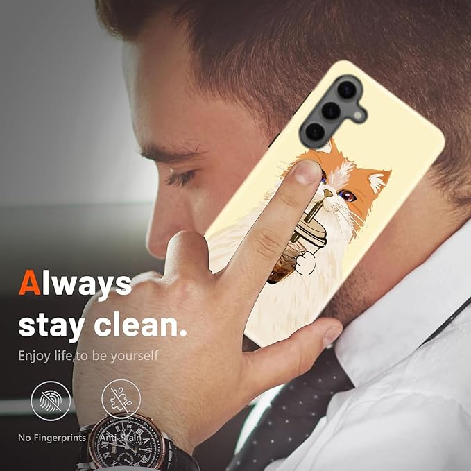 Compatible for Samsung Galaxy S26 Ultra 5G Case, Dual Layer Heavy Duty 2 in 1 Shockproof Protective Phone Case,Cat Drinking Coffee