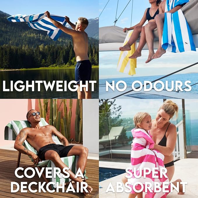 Dock & Bay Customized Beach Towel - Quick Dry, Sand Free - Compact, Lightweight - 100% Recycled - Includes Bag - Cabana - Bora Bora Beige - Large