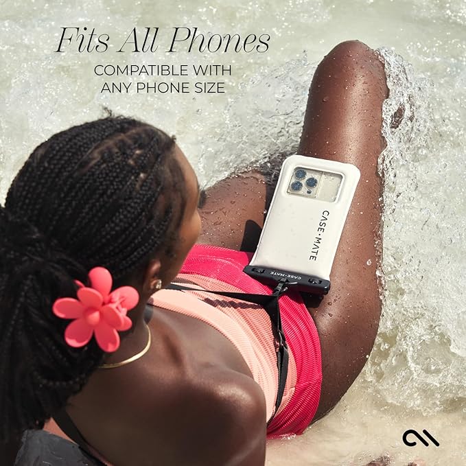 Case-Mate IP68 Waterproof Phone Pouch - Floating Waterproof Phone Case with Crossbody Lanyard - Beach Cruise Ship Travel Essentials - Compatible with All Devices - Touchscreen Friendly - Sand Dollar