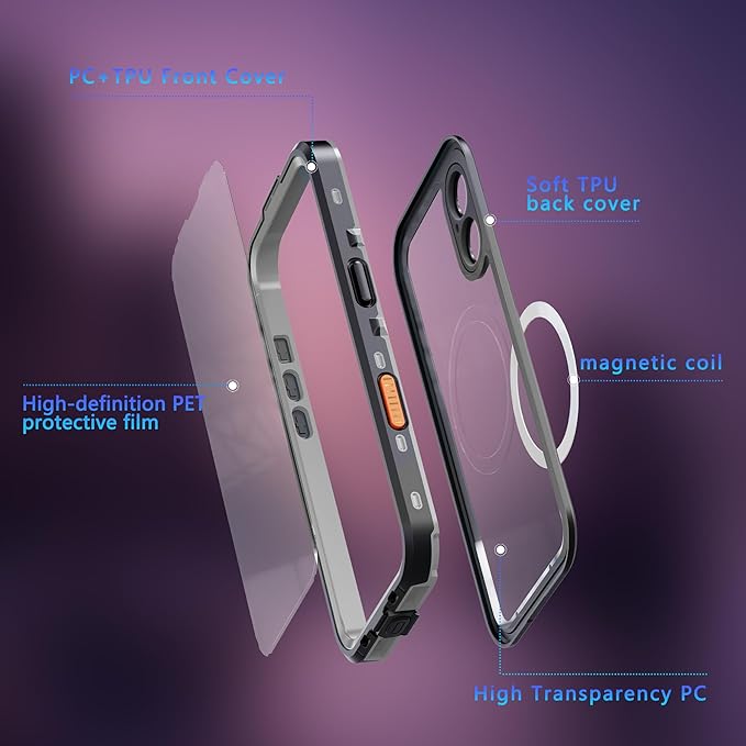 Waterproof Case for iPhone 17 Pro – IP68 Submersible Shield with Built-in Screen Protector, Shockproof Military-Grade Armor, Full-Body Heavy-Duty Protection, (Black)