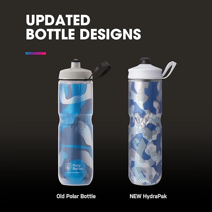 HydraPak | Polar Bottle - Polar Sport Insulated Water Bottle - BPA-Free, Sport & Bike Squeeze Bottle with Handle (Splash Gold, 600ml / 20oz)