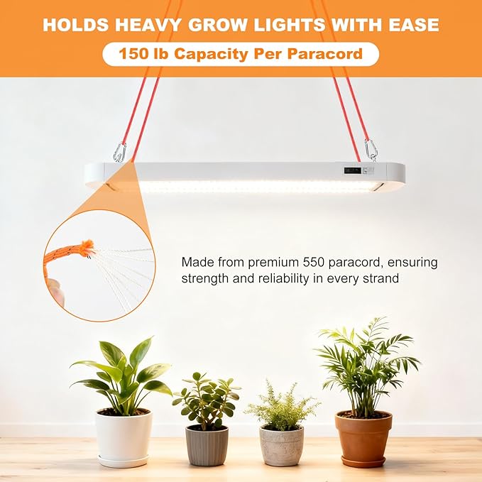 Longer 14ft Retractable Paracord Rope Tie Down Ratchet Strap Small Straps Mini Rope Cam Lock Tent Canopy Tie Down Adjustable Outdoor Windproof Tightener Tensioner Hanger Grow Light 6 Pack 1/8"