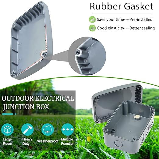 Outdoor Junction Box,Nineleaf IP66 Weatherproof Electrical Project Boxes PVC/ABS Plastic Enclosure Box Universal Watertight 4.9 x 3.3 x 2.3 inch (125x86x62mm), with 4PK 20mm Cable Gland Grey(1 Set)