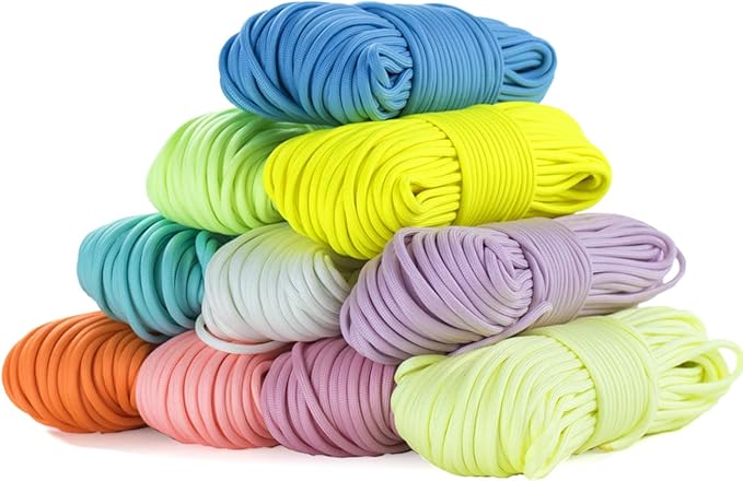 Craft County Glow in The Dark Zesty 21 Strand Luminous 550 Paracord – for DIY Bracelets, Lanyards, and Jewelry