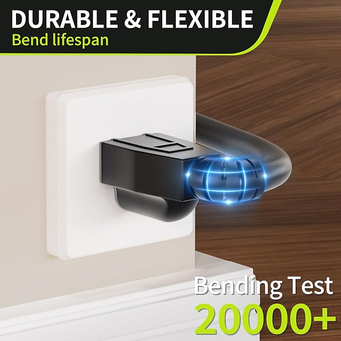 16/3 Black 25 FT Extension Cord, Indoor Extension Cord for Laptops, Coffee Makers, Office Home Appliances, 3 Prong Resistant Cable Flexible, 13A 125V 1625W ETL Listed