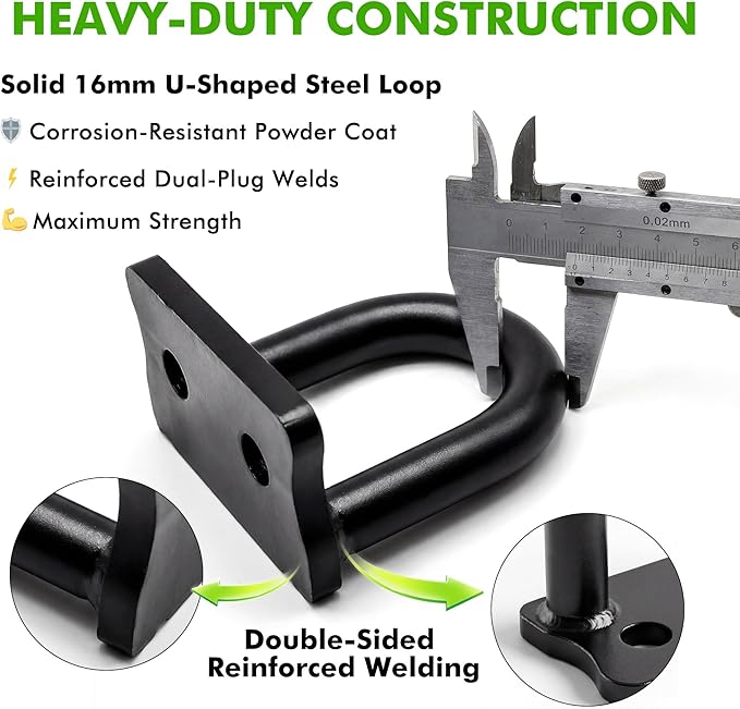 Front Tow Hook Tow Loop Compatible with Polaris RZR 900S 1000S 1000XP General – Heavy Duty 16mm Steel Recovery Hook, Black Powder Coated, Easy Bolt-On Installation