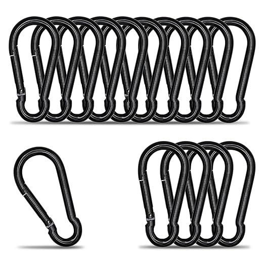 Small Carabiner Clip Hook, 1.97 inch 15 pcs Black Heavy Duty Spring Snap Hook Key Chain, Carabiners Clips for Outdoor Camping, Swing Set, Hammock, Hiking Travel, Fishing, Quick Link Keychain