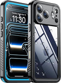 SPIDERCASE for iPhone 17 Pro Case Waterproof, Built-in Lens & Screen Protector, Full Heavy Duty Protection, 12FT Military Shockproof, Dustproof, Anti-Scratched Phone Case,Blue/Clear