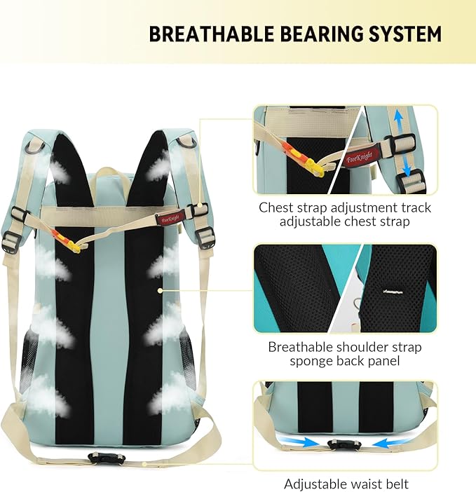 Bseash 40L Waterproof Hiking Camping Backpack with Rain Cover, Outdoor Sport Travel Bag Daypack for Climbing Skiing Cycling (Khaki)