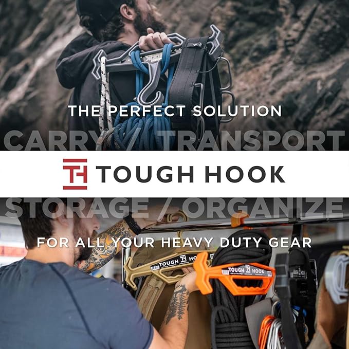 Tough Hook Original Heavy Duty Hangers – The Superhero of Hangers USA-Made, Anti-Slip ABS Resin Tactical Hanger for Police Gear, Scuba Gear & Dive BCD – DuraResin 200-lb Cap Wetsuit Hanger, 24 Gray