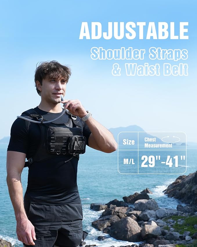 Zelvot Running Vest with 2L Water Bladder, Hydration Backpack, U.S. Original Design Patent, Lightweight Hydration Pack with Gear Holder, Reflective Chest Pack for Men Women for Marathon