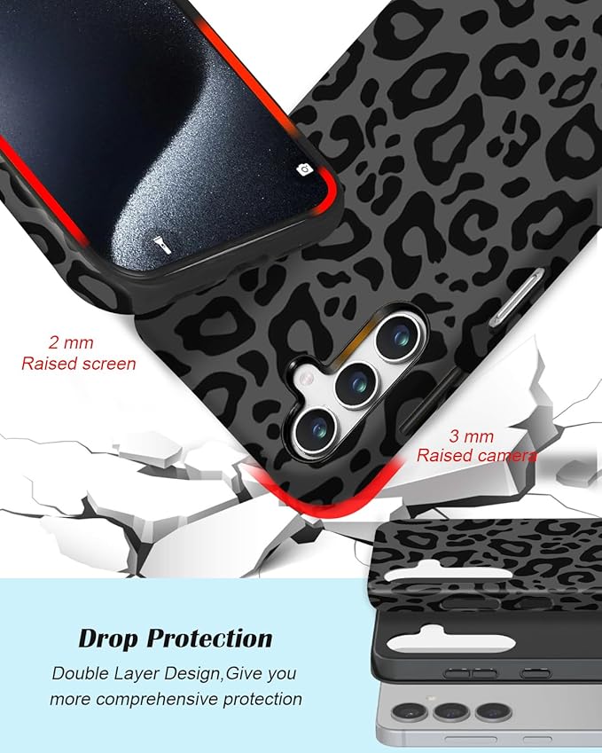 Compatible for Samsung Galaxy S26 Ultra 5G Case, Dual Layer Heavy Duty 2 in 1 Shockproof Protective Phone Case,Black Cheetah Leopard Print
