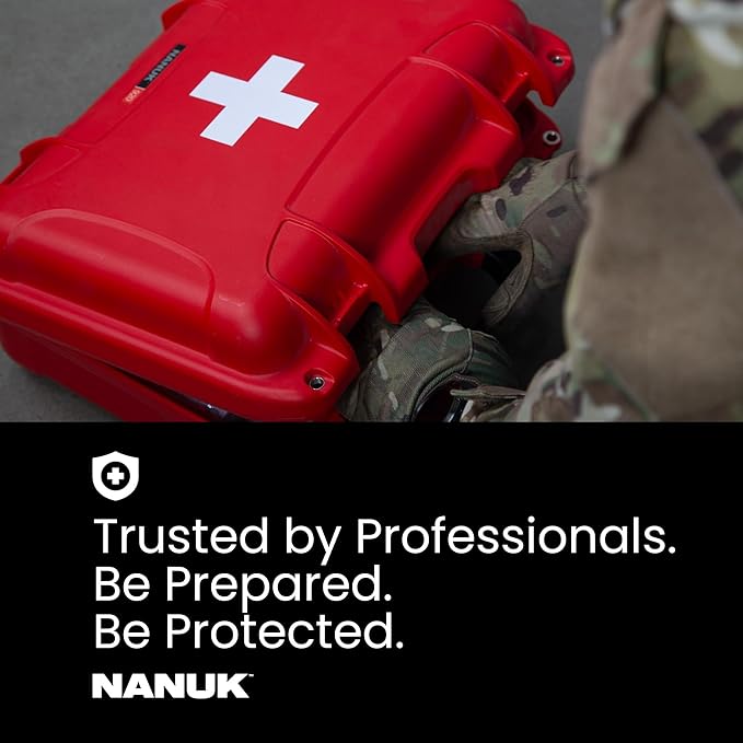 NANUK 908 Waterproof First Aid Box Empty – Durable, Medical First Aid Organizer Case, IP67-Rated, Dustproof, Impact-Resistant, and Floats (9.5" x 7.5" x 7.5") – Red