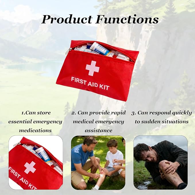 QCWN 20 Pack Empty First Aid Bag Mini Medical Kit Pouch Small Travel Emergency Survival Storage Bags for Car Home Hiking Camping Waterproof Red