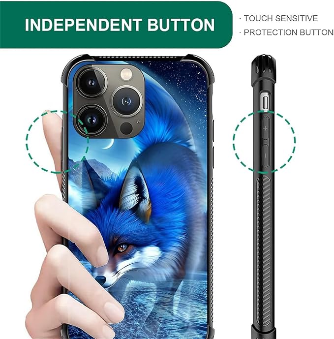 for iPhone 13 Pro Max Case, Snowy Mountain Fox Lake Pattern Graphic Design Girl Boy Soft Silicone Hard Acrylic Shock Protection for iPhone 13 Pro Max