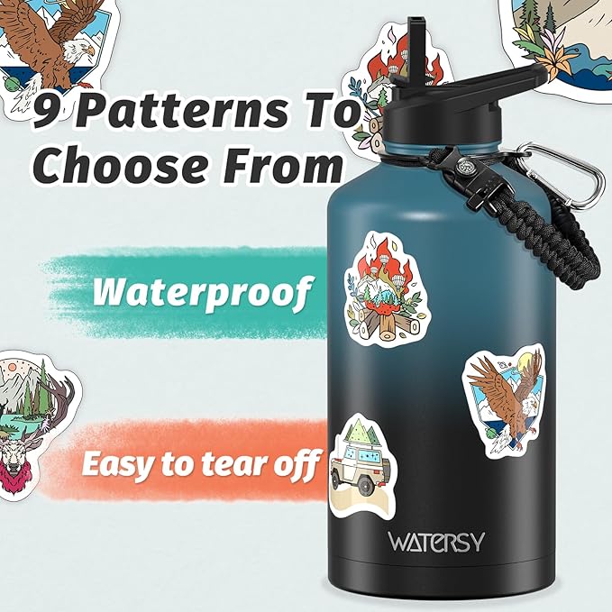 87oz Insulated Water Bottle (Cold for 48 Hrs),BPA Free&Leak Proof,1.5 Gallon Stainless Steel Water Flask,Water Jug with Straw Spout Lids for Gym,Hiking,Camping,Black Blue