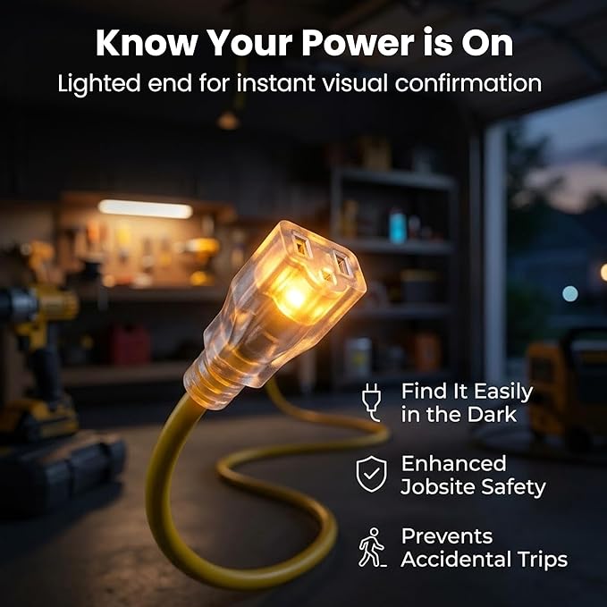 GEARit 100 Ft Extension Cords 14/3 Gauge Outdoor/Indoor SJTW 14 AWG 3 Prong Heavy Duty Power Cable 13A 125V 1625W for Lawn, Garden, Appliances Yellow