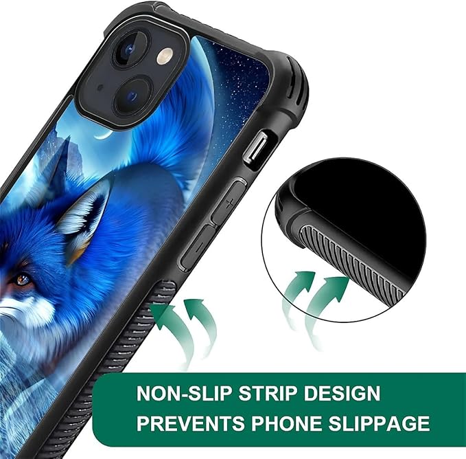 for iPhone 15 Plus Case, Snowy Mountain Fox Lake Pattern Graphic Design Girl Boy Soft Silicone Hard Acrylic Shock Protection for iPhone 15 Plus