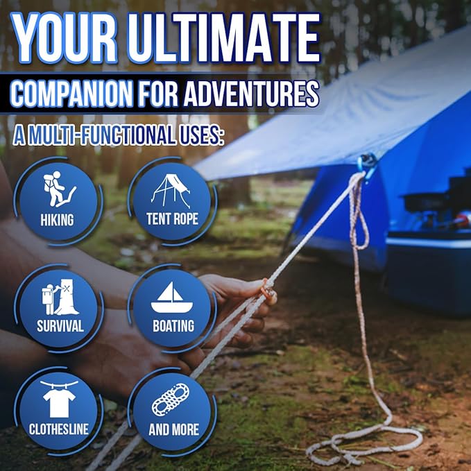 High Tensile Paracord Type III Parachute Cord Reflective Paracord Rope Tactical Paracord for Camping, Survival, Gear Repair & DIY (Blue, 98 Ft)