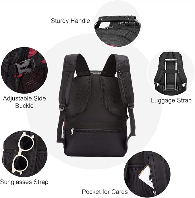 LOVEVOOK Large Backpack for Men 18.4 inch Heavy Duty Travel Laptop Backpack with USB Port Waterproof for Business Work (18 inch, Red)